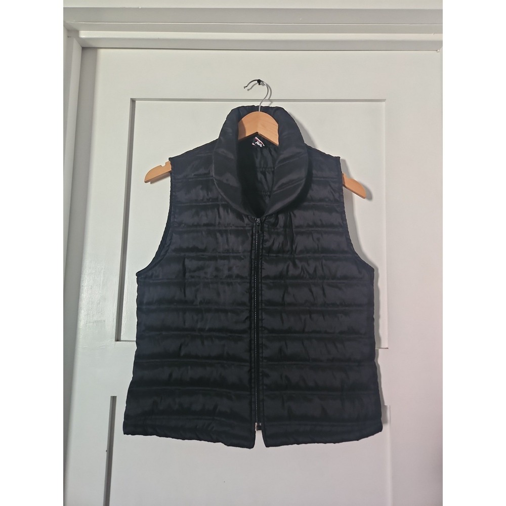 Wild U.S.A. Vintage Puffer Vest Black Quilted Full Zip Stand Collar Y2K